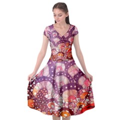 Colorful Art Traditional Batik Pattern Cap Sleeve Wrap Front Dress by BangZart