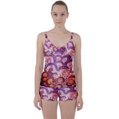 Colorful Art Traditional Batik Pattern Tie Front Two Piece Tankini