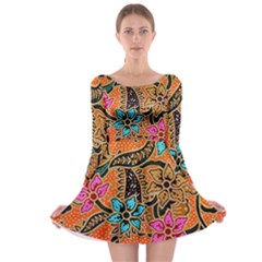 Colorful The Beautiful Of Art Indonesian Batik Pattern(1) Long Sleeve Skater Dress