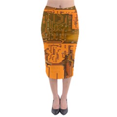 Circuit Board Pattern Midi Pencil Skirt