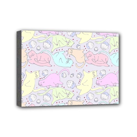 Cat Animal Pet Pattern Mini Canvas 7  X 5  by BangZart