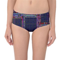 Cad Technology Circuit Board Layout Pattern Mid-waist Bikini Bottoms