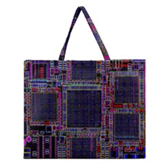 Cad Technology Circuit Board Layout Pattern Zipper Large Tote Bag