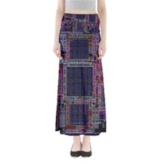 Cad Technology Circuit Board Layout Pattern Full Length Maxi Skirt