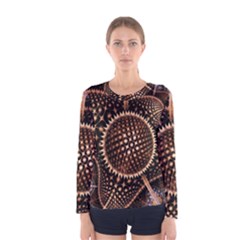 Brown Fractal Balls And Circles Women s Long Sleeve Tee