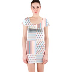Simple Saturated Pattern Short Sleeve Bodycon Dress by linceazul