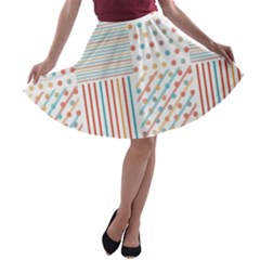 Simple Saturated Pattern A-line Skater Skirt by linceazul