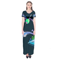 Gonzo s Vip Blue Member Short Sleeve Maxi Dress by LimeGreenFlamingo