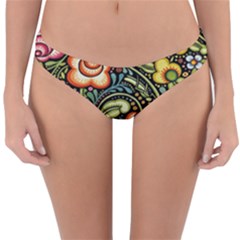 Bohemia Floral Pattern Reversible Hipster Bikini Bottoms by BangZart