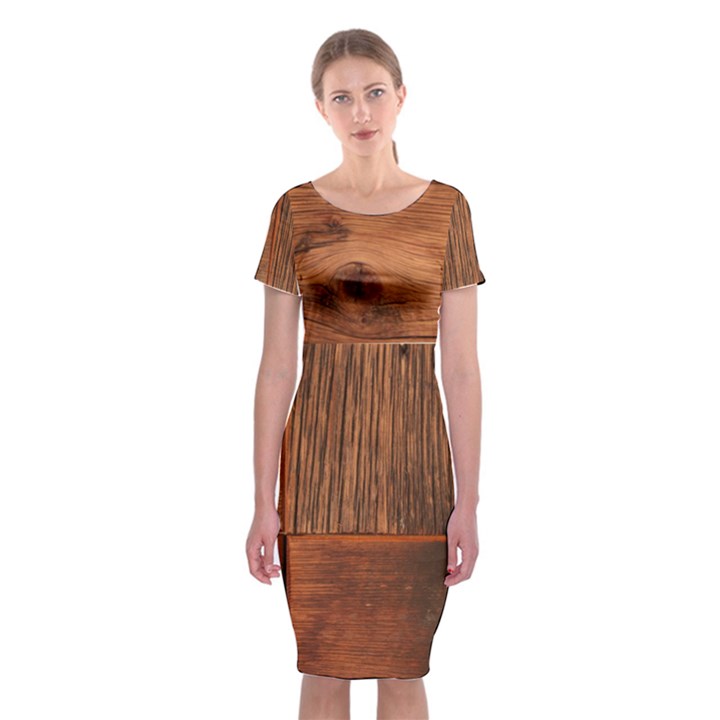 Barnwood Unfinished Classic Short Sleeve Midi Dress