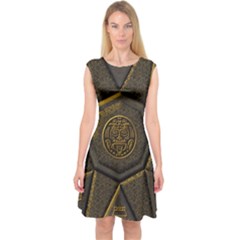 Aztec Runes Capsleeve Midi Dress