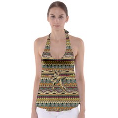 Aztec Pattern Ethnic Babydoll Tankini Top