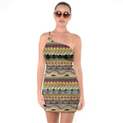 Aztec Pattern Ethnic One Soulder Bodycon Dress