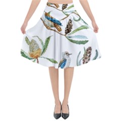 Australian Kookaburra Bird Pattern Flared Midi Skirt