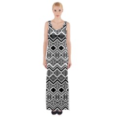 Aztec Design  Pattern Maxi Thigh Split Dress