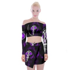 Gas Mask Off Shoulder Top With Skirt Set by Valentinaart