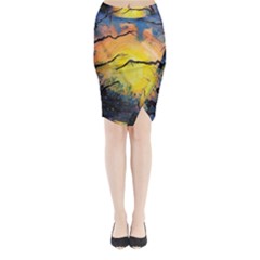 Soul Offering Midi Wrap Pencil Skirt by Dimkad