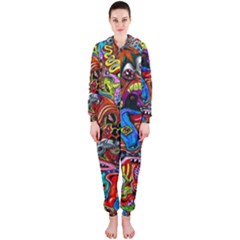 Art Color Dark Detail Monsters Psychedelic Hooded Jumpsuit (ladies)  by BangZart