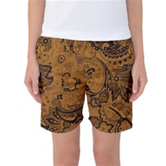 Art Traditional Batik Flower Pattern Women s Basketball Shorts