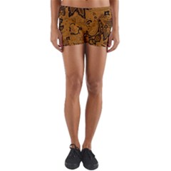 Art Traditional Batik Flower Pattern Yoga Shorts