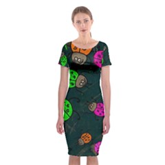 Abstract Bug Insect Pattern Classic Short Sleeve Midi Dress by BangZart