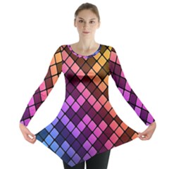 Abstract Small Block Pattern Long Sleeve Tunic 