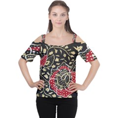 Art Batik Pattern Cutout Shoulder Tee