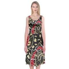 Art Batik Pattern Midi Sleeveless Dress