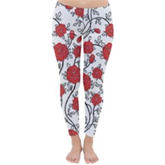 Texture Roses Flowers Classic Winter Leggings