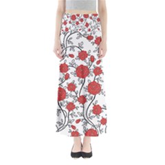 Texture Roses Flowers Full Length Maxi Skirt