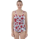 Texture Roses Flowers Twist Front Tankini Set View1