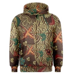 Art Traditional Flower  Batik Pattern Men s Zipper Hoodie