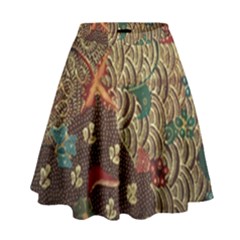 Art Traditional Flower  Batik Pattern High Waist Skirt