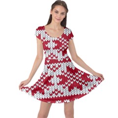 Crimson Knitting Pattern Background Vector Cap Sleeve Dresses