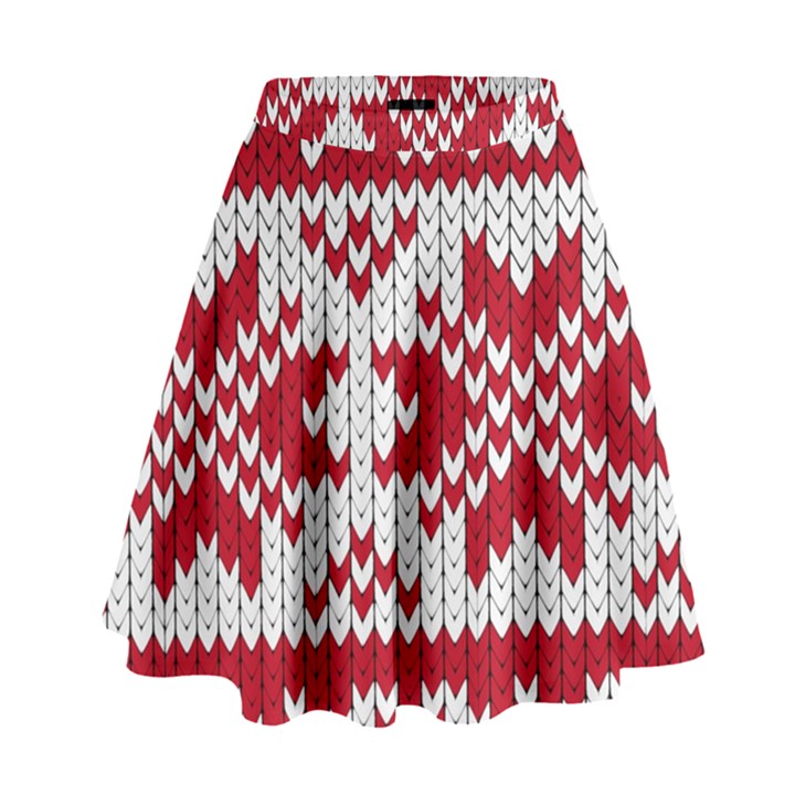 Crimson Knitting Pattern Background Vector High Waist Skirt