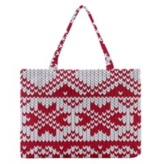 Crimson Knitting Pattern Background Vector Medium Zipper Tote Bag