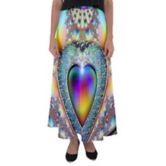 Rainbow Fractal Flared Maxi Skirt