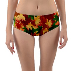 Autumn Leaves Reversible Mid-waist Bikini Bottoms