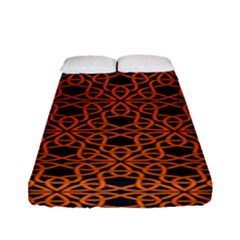 Triangle Knot Orange And Black Fabric Fitted Sheet (full/ Double Size)