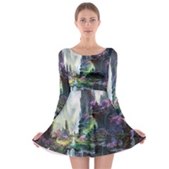 Fantastic World Fantasy Painting Long Sleeve Skater Dress