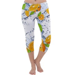 Fruits Water Vegetables Food Capri Yoga Leggings