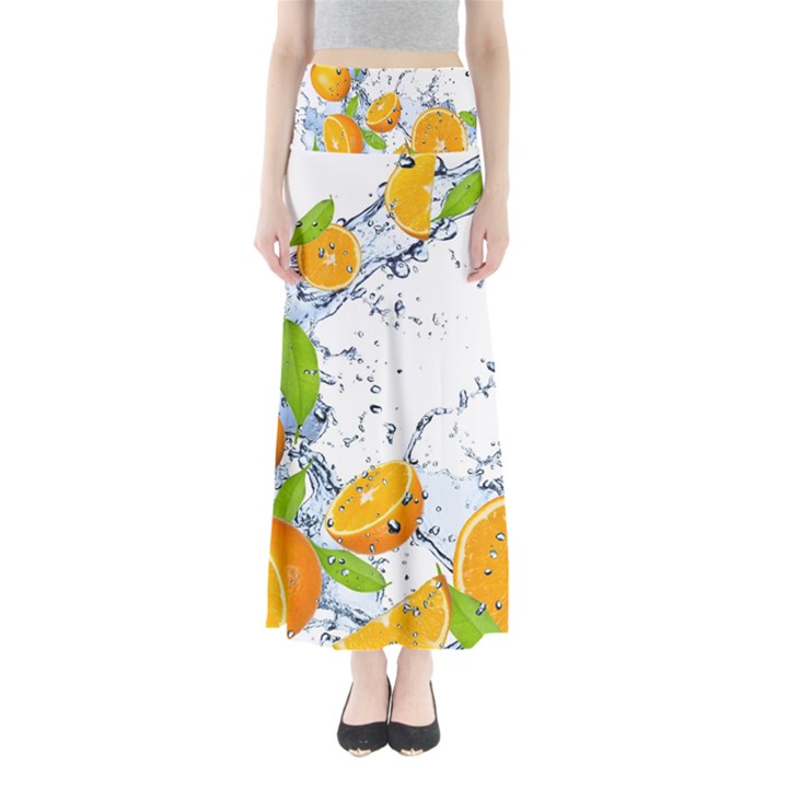 Fruits Water Vegetables Food Full Length Maxi Skirt