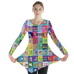 Exquisite Icons Collection Vector Long Sleeve Tunic 