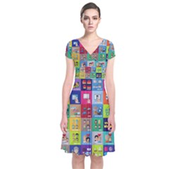 Exquisite Icons Collection Vector Short Sleeve Front Wrap Dress