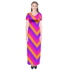 Chevron Short Sleeve Maxi Dress