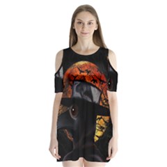 Bird-man  Shoulder Cutout Velvet  One Piece by Valentinaart