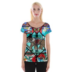 Elephant Stained Glass Cap Sleeve Tops