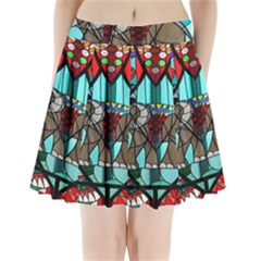 Elephant Stained Glass Pleated Mini Skirt