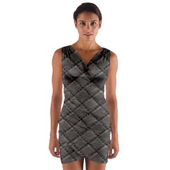 Seamless Leather Texture Pattern Wrap Front Bodycon Dress