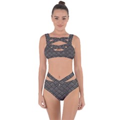 Seamless Leather Texture Pattern Bandaged Up Bikini Set 